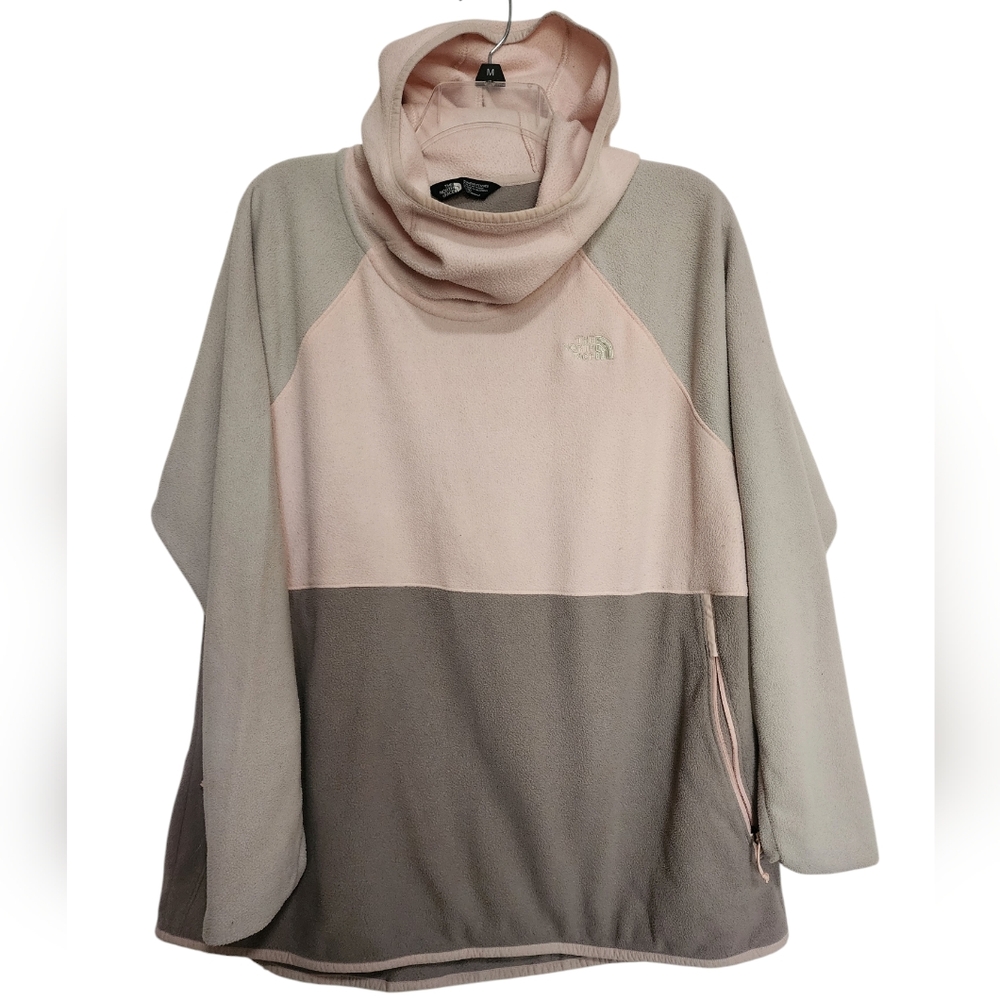 The North Face Gray Pink Hoodie Zip pockets SZ XL Women's